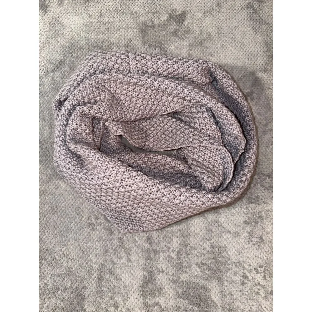 LL Bean Wicked Cozy Scarf Womens Faded Periwinkle Recycled Knit Infinity 518579